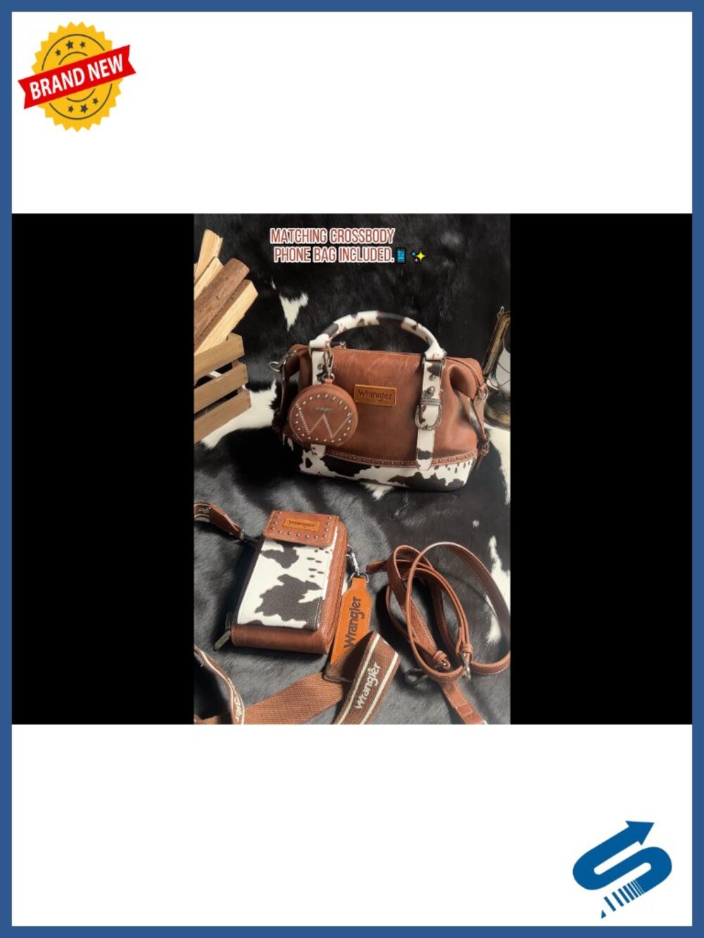 Vintage Western Doctor Bag Set Faux Leather Satchel Purse with Wristlet & Coin - Picture 6 of 6